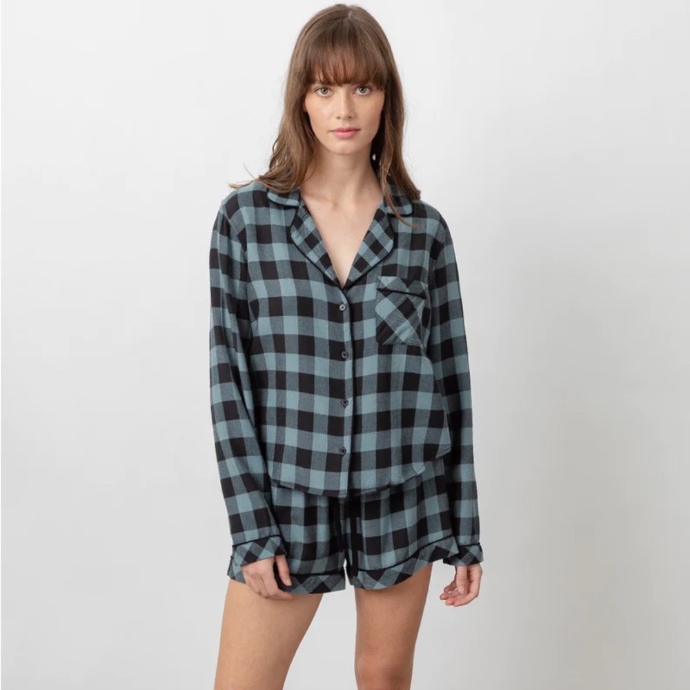 NWT Rails Kellen Pajama Set in Dusty Teal Check